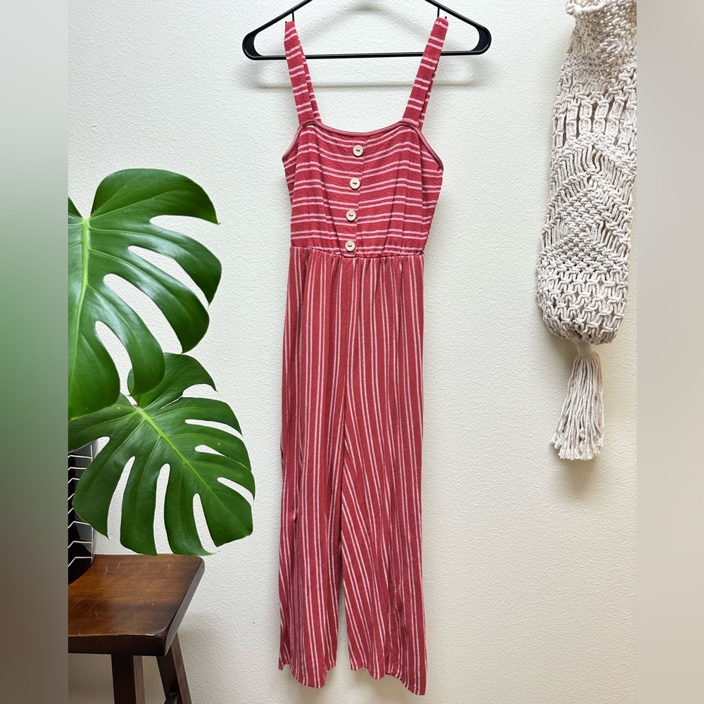 T.J.Maxx Red Striped Jumpsuit